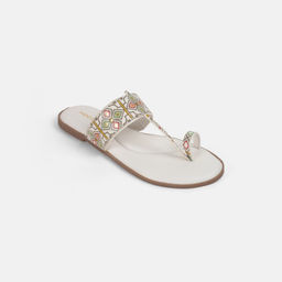 Mochi - Women's White One Toe Flats