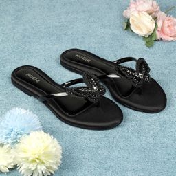 Mochi - Women Black Open Toe Flats