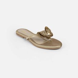 Mochi - Women Gold Open Toe Flats