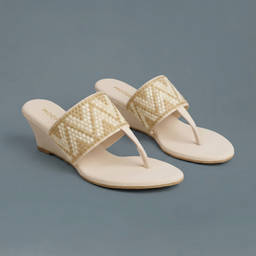 Mochi - Women's Beige Wedge Heels