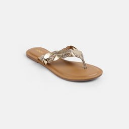 Mochi - Women's Gold Synthetic Casual Flats