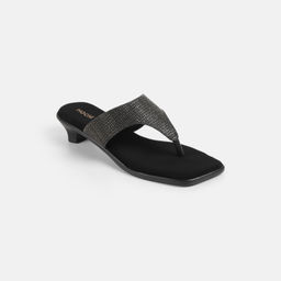 Mochi - Women's Black Synthetic Casual Heels