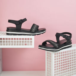Mochi - Women Black Synthetic Casual Sandals