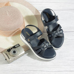Mochi - Women's Blue Backstrap Closure Sandal Heels