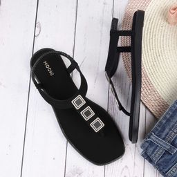 Mochi - Women's Black Casual Sandals