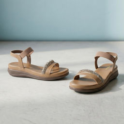 Mochi - Women's Beige Synthetic Casual Sandals