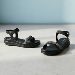 Mochi - Women's Black Synthetic Casual Sandals