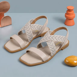 Mochi - Women's Beige Casual Sandals