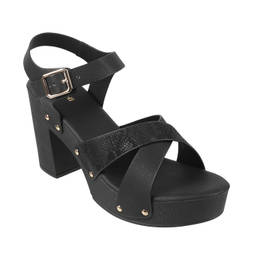 Mochi - Women's Black Casual Sandal Heels
