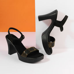 Mochi - Women Black Sandal Heels