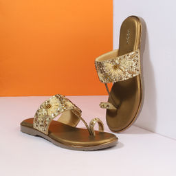 Mochi - Women's Gold Flats