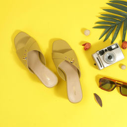 Mochi - Women's Yellow Casual Sandal Heels