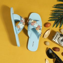Mochi - Women Blue Open Toe Flats