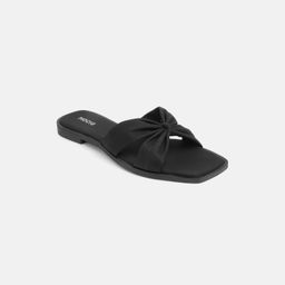 Mochi - Women's Black Open Toe Flats