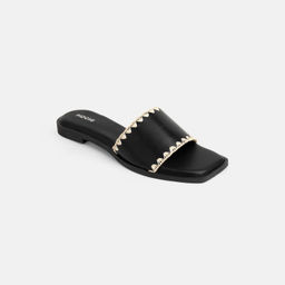 Mochi - Women's Black Open Toe Flats