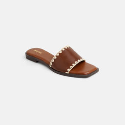 Mochi - Women's Tan Open Toe Flats
