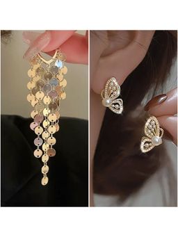 ESTAILO FASHION - Shimmer Butterfly Drop Chain Earrings (Pack of 2)