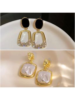 ESTAILO FASHION - Celestial Pearl Star Statement Earrings (Pack of 2)