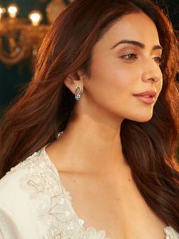 Accessher - Gold-Tone American Diamond Leaf Earrings