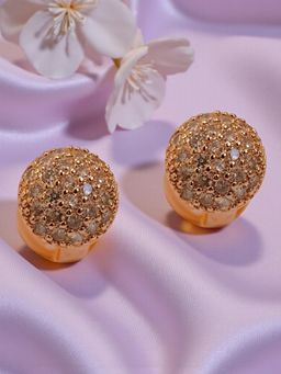 Accessher - Gold-Tone Rhinestone Clip-On Hoop Earrings