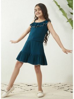 Bugandbees - Teal One Shoulder Top with Skirt