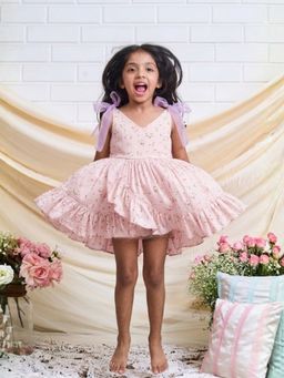 Pink Cow - Pink Cotton Sleeveless Dress with Print Summer Dress