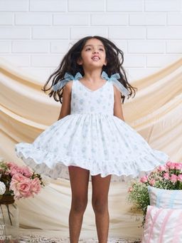 Pink Cow - White Cotton Dress Floral Print Summer Dress