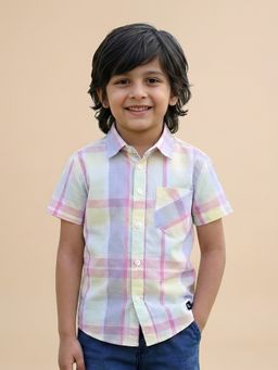 Polka Tots - Multi-Colour Cotton Half Sleeve Checks Print Shirt