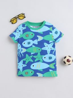 Baby Nation - Blue Kids Fish Print Cotton T-Shirt