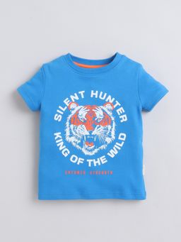 Baby Nation - Blue Boys Tiger Graphic Cotton T-Shirt