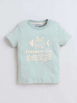 Baby Nation - Green Boys Fish Print Cotton T-Shirt