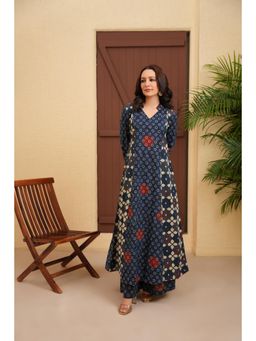 LOVE CHIC - Blue Cotton Ajrakh A-Line Co-Ord Set
