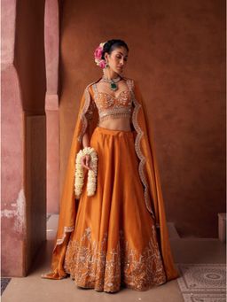 Kapda Dori - Orange Lehenga with Blouse and Dupatta