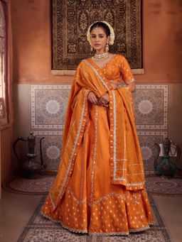 Kapda Dori - Orange Lehenga with Blouse and Dupatta