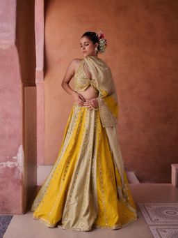 Kapda Dori - Yellow Lehenga with Blouse and Dupatta