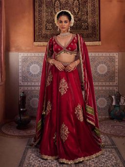 Kapda Dori - Maroon Lehenga with Blouse and Dupatta