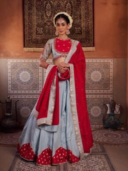 Kapda Dori - Blue Lehenga with Blouse and Dupatta