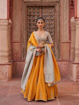 Kapda Dori - Mustard Lehenga with Blouse and Dupatta