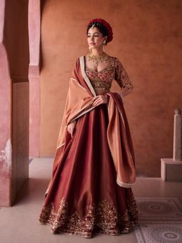 Kapda Dori - Maroon Lehenga with Blouse and Dupatta