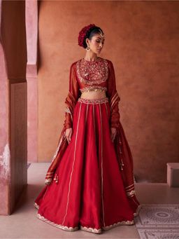 Kapda Dori - Maroon Lehenga with Blouse and Dupatta