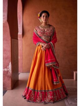Kapda Dori - Orange Lehenga with Blouse and Dupatta