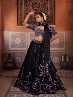 Kapda Dori - Black Lehenga with Blouse and Dupatta