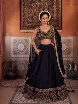 Kapda Dori - Black Lehenga with Blouse and Dupatta
