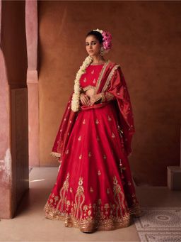 Kapda Dori - Red Lehenga with Blouse and Dupatta