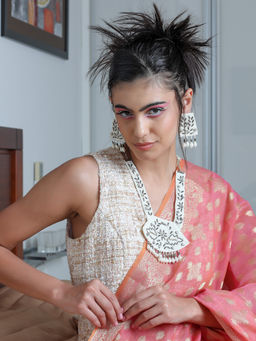 Odette - Boho Style White Artificial Beaded Necklace (Set of 2)