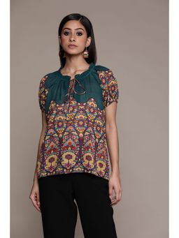 Label Ritu Kumar - Teal Printed Top