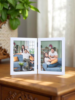 Golden Peacock - Minimalist White Foldable Tabletop Photo Frame