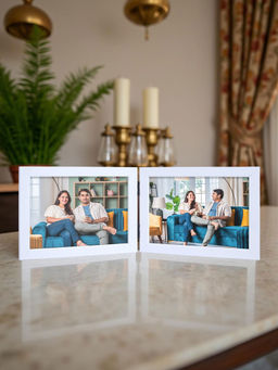 Golden Peacock - Modern White Foldable Tabletop Photo Frame
