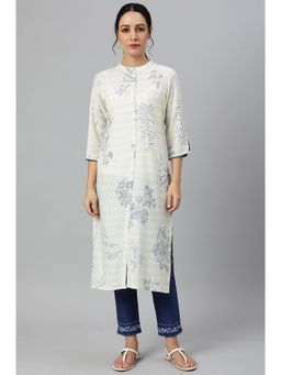 W - Printed Kurta & Slim Pant White (Set of 2)