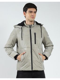 Monte Carlo - Men Grey Solid Hooded Jacket